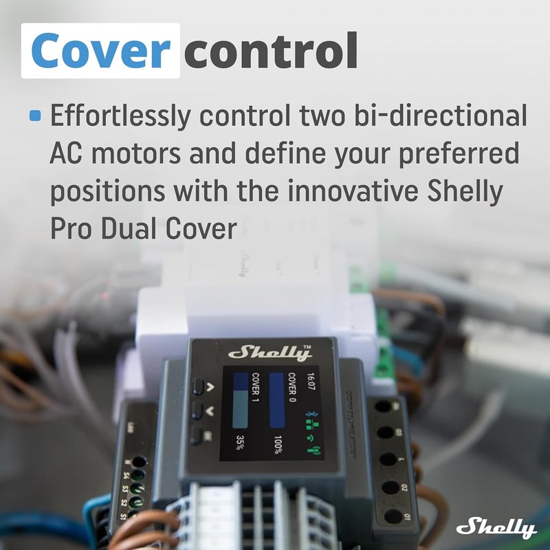 Shelly Pro Dual Cover/Shutter PM | LAN and Wi-Fi Connection, Professional DIN Rail Smart Dual Cover/Shutter Controller with 2 Covers 16 A Each | Home Automation | Precise Power Metering - Image 4